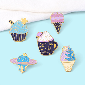 Adorable Cartoon Planet Ice Cream Cone Brooch - Creative and Delicate Gift Idea