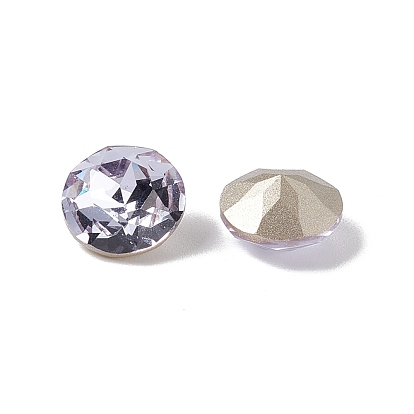 Eletroplated K9 Glass Rhinestone Cabochons, Pointed Back & Back Plated, Faceted, Flat Round