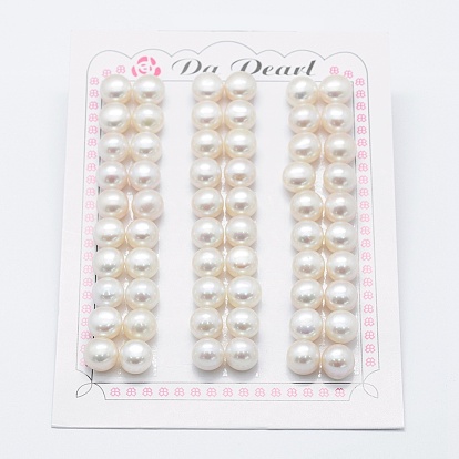 Natural Cultured Freshwater Pearl Beads, Grade 3A, Half Drilled, Rondelle