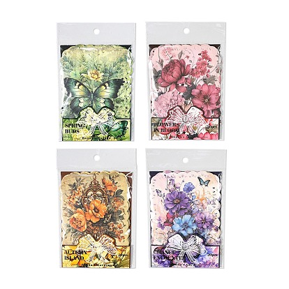 20Pcs 10 Styles Flower Butterfly Scrapbooking Paper Pads, for Scrapbooking, Travel Diary Craft