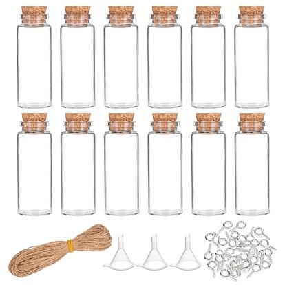 Glasgefäß-Glasflaschen-Kits, mit Korken, Eisenschraube Ösenstift Heringe Kautionen, Juteschnur, Juteschnur, Trichter aus Kunststoff