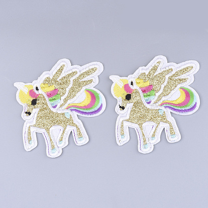 Computerized Embroidery Cloth Iron on/Sew on Patches, with Paillette/Sequins, Glitter Powder, Appliques, Costume Accessories, Unicorn
