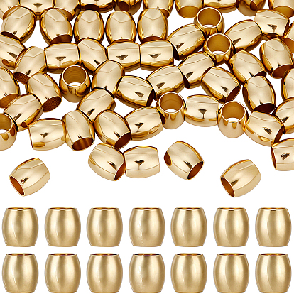 60pcs 202 perles européennes en acier inoxydable, baril, Perles avec un grand trou   