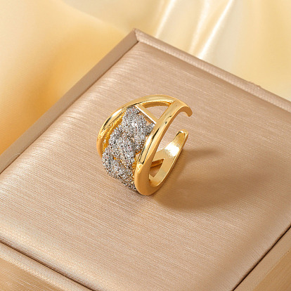 Открытые кольца манжеты из латуни с микропаве и кубическим цирконием