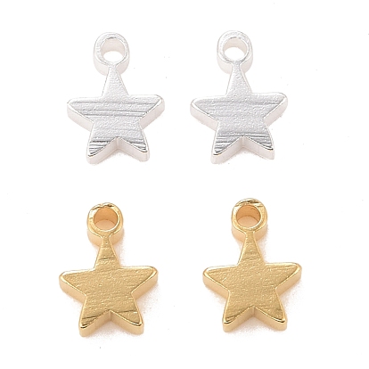 Rack Plating Eco-friendly Brass Charms, Lead Free & Cadmium Free, Long-Lasting Plated, Star