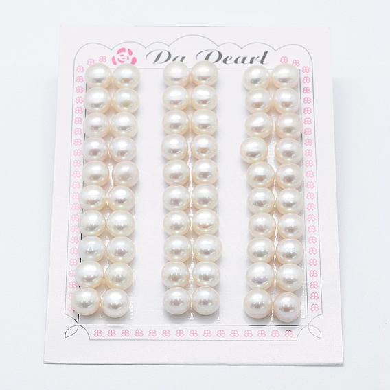 Natural Cultured Freshwater Pearl Beads, Grade 3A, Half Drilled, Rondelle