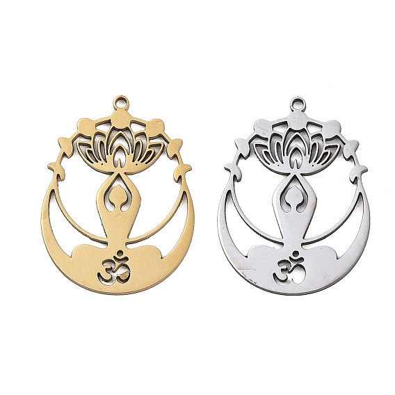 201 подвески из нержавеющей стали, йога и очарование лотоса, лазерная резка