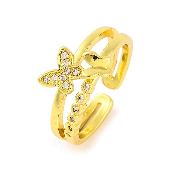 Открытые манжеты из латуни с бабочкой и микро-паве с прозрачным фианитом для женщин
