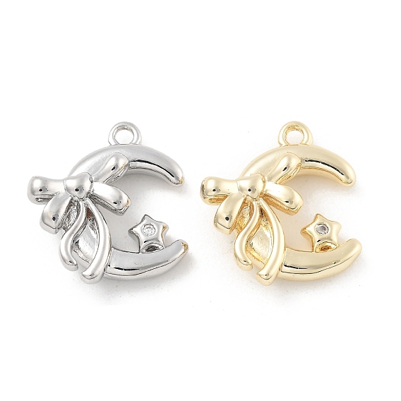 Латунные микро проложить кубического циркония подвески, без кадмия, без никеля и без свинца, подвески-бантики и луны