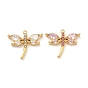 304 Stainless Steel Micro Pave Cubic Zirconia Pendants, Dragonfly Charms, Golden