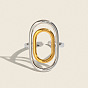 304 Stainless Steel Cuff Open Rings for Women, Double Oval