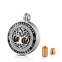 Openable Alloy Memorial Urn Ashes Pendants, Flat Round with Tree of Life & Word