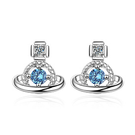 Blue Diamond Blue Planet Earrings - Sweet Design, Student Girl Ear Jewelry, Trendy Ear Accessories.