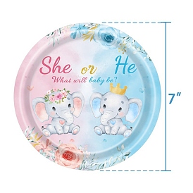 Disposable Paper Plates, for Birthday Party, Baby Shower Blessing, Infant Baptism Supplies, Round, light Blue & Pink