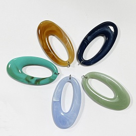 Acrylic Pendants, with 304 Stainless Steel Loops, Imitation Gemstone, Oval