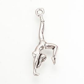 Tibetan Style Alloy Pendants, Sport Pendants, Gymnastics, Cadmium Free & Lead Free