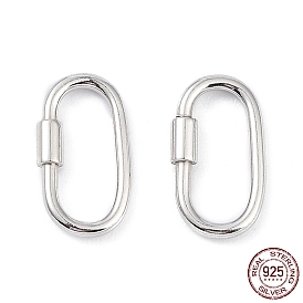 925 Sterling Silver Locking Carabiner Claps, Oval