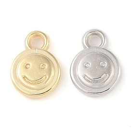 CCB Plastic Pendants, Flat Round with Smiling Face