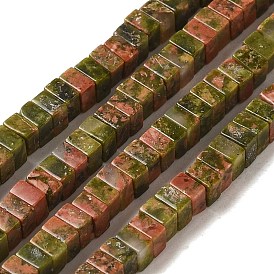 Natural Unakite Beads Strands, Square