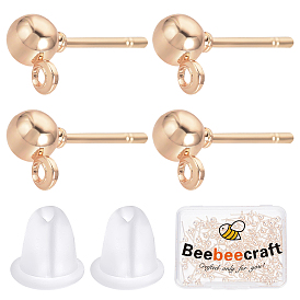 100шт. железный шариковый штифт для серьги, с горизонтальными петлями и пластиковыми гайками 100шт.