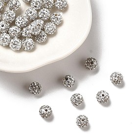 Pave Disco Ball Beads, Polymer Clay Rhinestone Beads, Grade A, Hole: 1mm