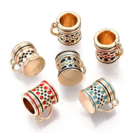 Rack Plating Alloy Enamel Charms, Cadmium Free & Nickel Free & Lead Free, Cup, Light Gold
