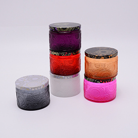 Glass Storage Box, Container for Jewelry, Aromatherapy Candle, Candy Box, with Slip-on Lid, Flower Pattern