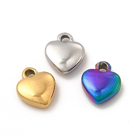 Ion Plating(IP) 304 Stainless Steel Charms, Heart Charm