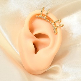 Brass Micro Pave Cubic Zirconia Cuff Earrings for Women, Rack Plating, Long-Lasting Plated, Cadmium Free & Lead Free, Real 18K Gold Plated