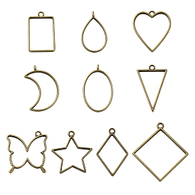 20 шт 10 стиль стойки покрытие сплава подвески с открытой задней лицевой панелью, для diy уф смолы, эпоксидная смола, Прессованные цветочные украшения, без кадмия, без никеля и без свинца, разнообразные