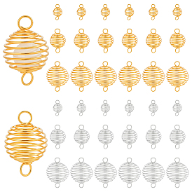 36 шт. 6 стили 201 подвески из проволоки из нержавеющей стали, спиральная клетка из бисера, круглые подвески
