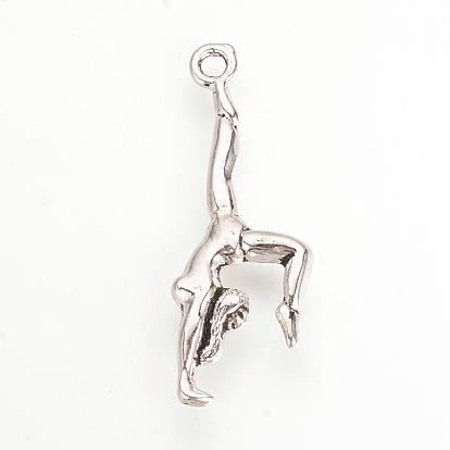 Tibetan Style Alloy Pendants, Sport Pendants, Gymnastics, Cadmium Free & Lead Free