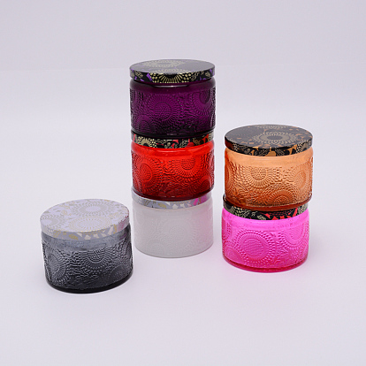 Glass Storage Box, Container for Jewelry, Aromatherapy Candle, Candy Box, with Slip-on Lid, Flower Pattern