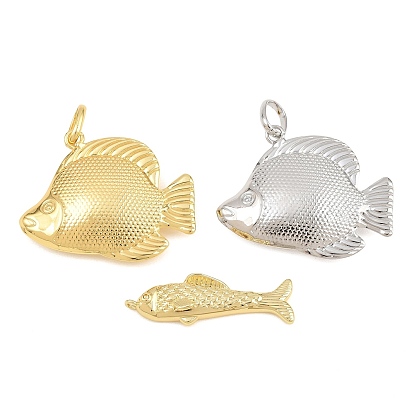 Brass Pendants, Fish Charms, Rack Plating, Long-Lasting Plated, Lead Free & Cadmium Free