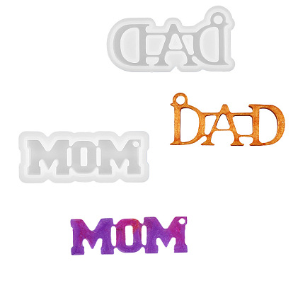 Mom/Dad Silicone Pendant Molds, Resin Casting Molds, for UV Resin, Epoxy Resin Craft Making