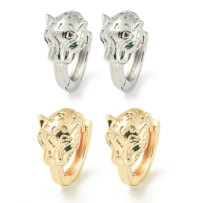 Латунные серьги обруча, с кубического циркония, леопард