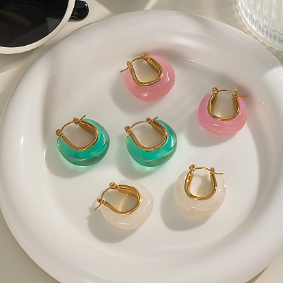 Серьги-кольца из нержавеющей стали и смолы, реальный 18 k позолоченный