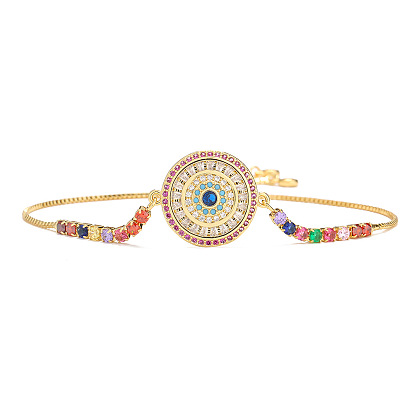 18k позолоченный браслет «дьявольский глаз» с разноцветным диском и цирконием для женщин