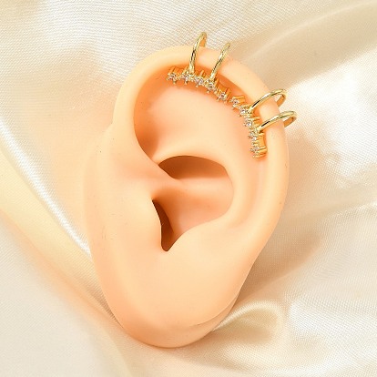 Brass Micro Pave Cubic Zirconia Cuff Earrings for Women, Rack Plating, Long-Lasting Plated, Cadmium Free & Lead Free, Real 18K Gold Plated