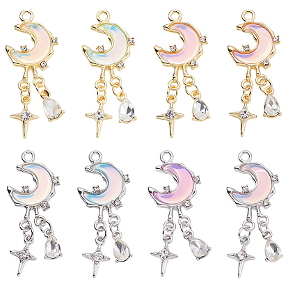 8шт 8 цветные подвески из сплава стекла, луна
