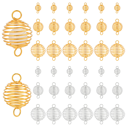 36 шт. 6 стили 201 подвески из проволоки из нержавеющей стали, спиральная клетка из бисера, круглые подвески