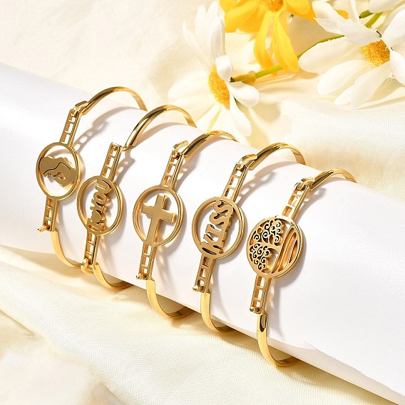 201 плоские круглые браслеты из нержавеющей стали для женщин, реальный 18 k позолоченный