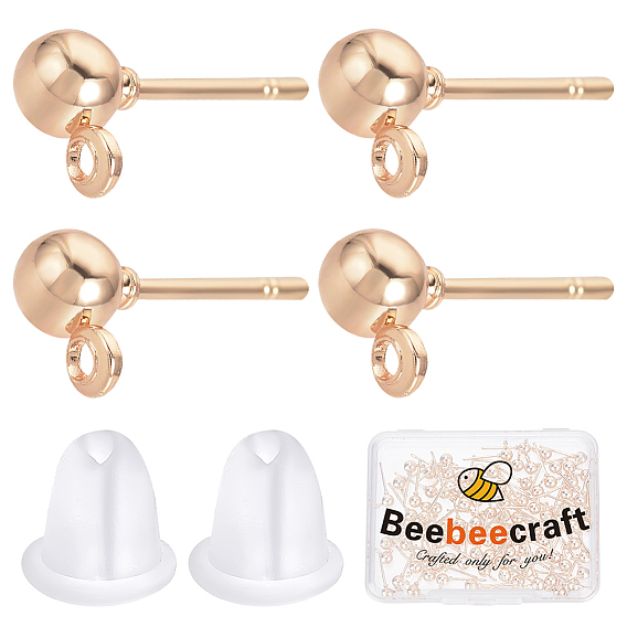 100шт. железный шариковый штифт для серьги, с горизонтальными петлями и пластиковыми гайками 100шт.