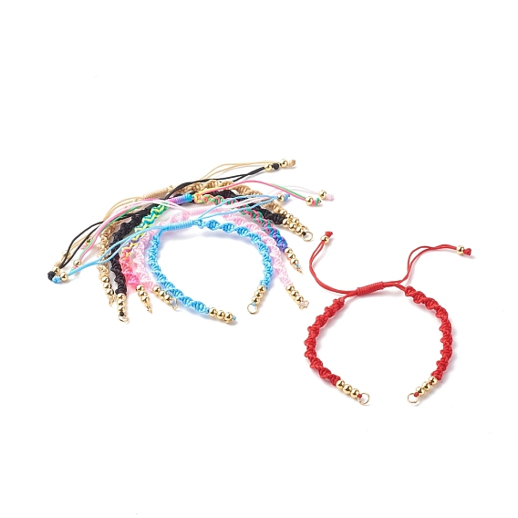 Bracelet Making Accessories, with Braided Nylon Thread, Brass Beads & 304 Stainless Steel Jump Rings
