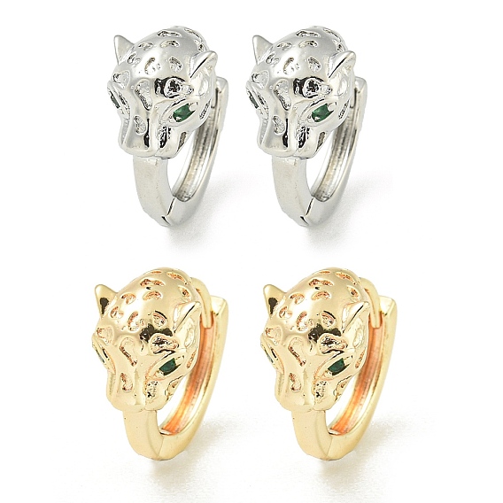 Латунные серьги обруча, с кубического циркония, леопард