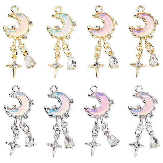 8шт 8 цветные подвески из сплава стекла, луна