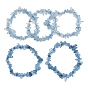 Natural Aquamarine Beaded Stretch Bracelets for Women, Chip
