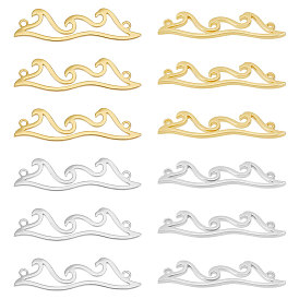 20шт 2 цвета 304 подвески из нержавеющей стали, звенья в форме волны