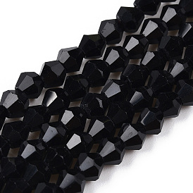 Непрозрачные сплошные цветные стеклянные бусины, имитация нефрита, граненые, двухконусные