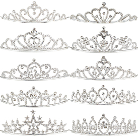 10 шт. 10 стили резинки для волос из сплава со стразами, корона